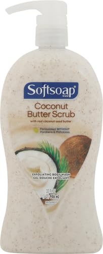 image:imageSoftsoap Body Wash Pump Coconut Butter Scrub Exfoliating Body Wash 32 Ounce Pack of 1 WHITE Package May VaryCoconut Scrub