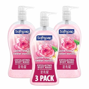 Softsoap Body Wash Pump, Coconut Butter Scrub, Exfoliating Body Wash, 32 Ounce (Pack of 1), WHITE (Package May Vary)(Pink Rose & Vanilla)